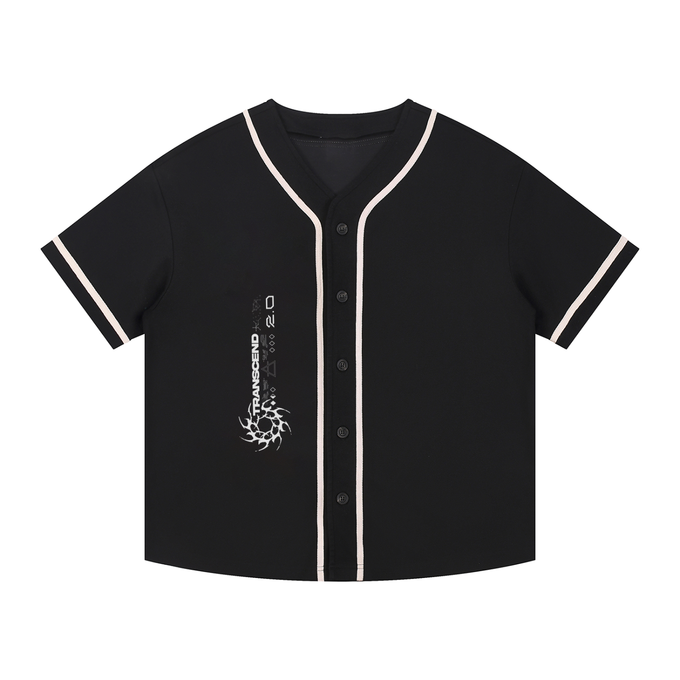 Unisex 2.0 BONES jersey in black, featuring drop shoulders, crew neck, and oversized fit, made of 100% pre-shrunk polyester.