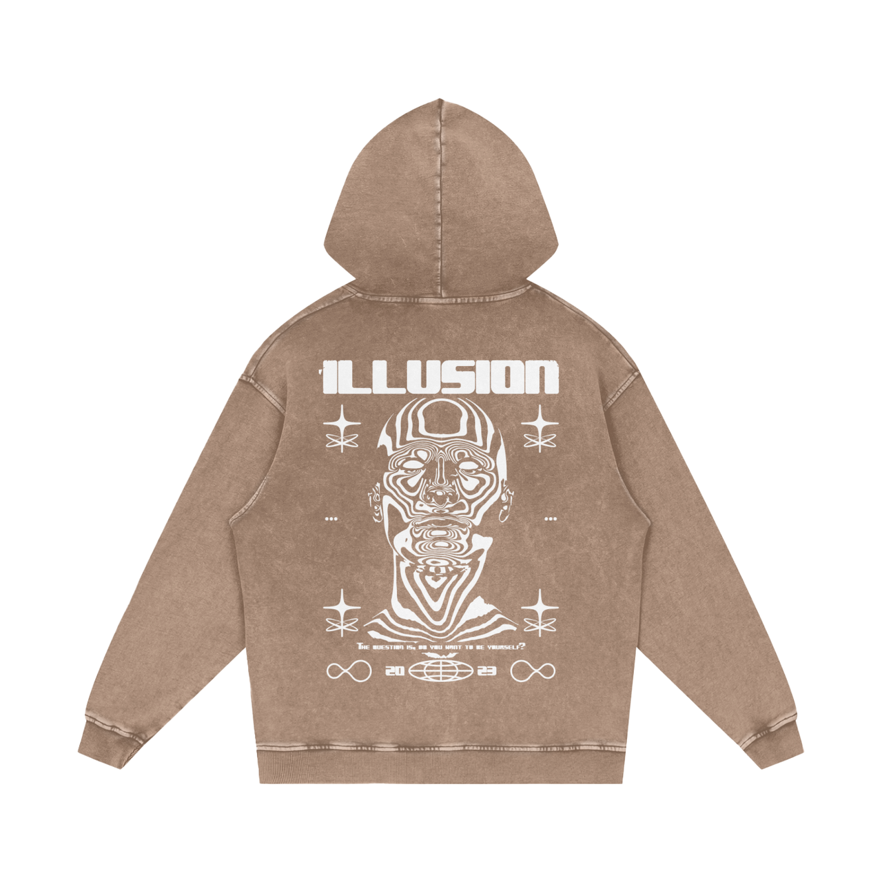 ILLUSION ACID WASH _HOODIE [tan + gray]