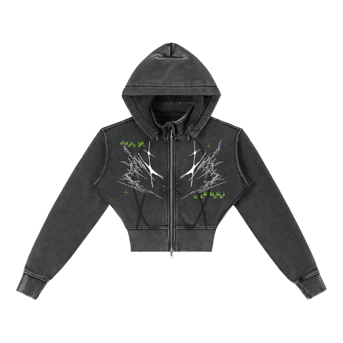 Cyber 3.0 | Vintage Washed Cropped Fleece Hoodie