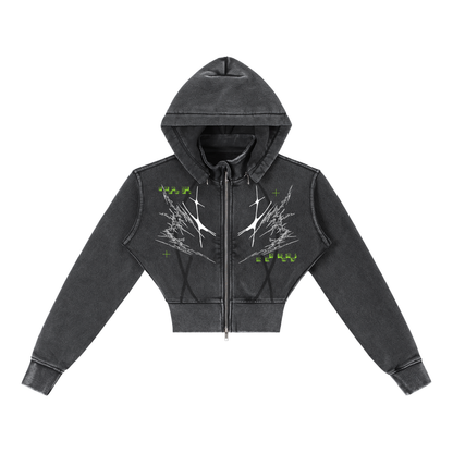 Cyber 3.0 | Vintage Washed Cropped Fleece Hoodie