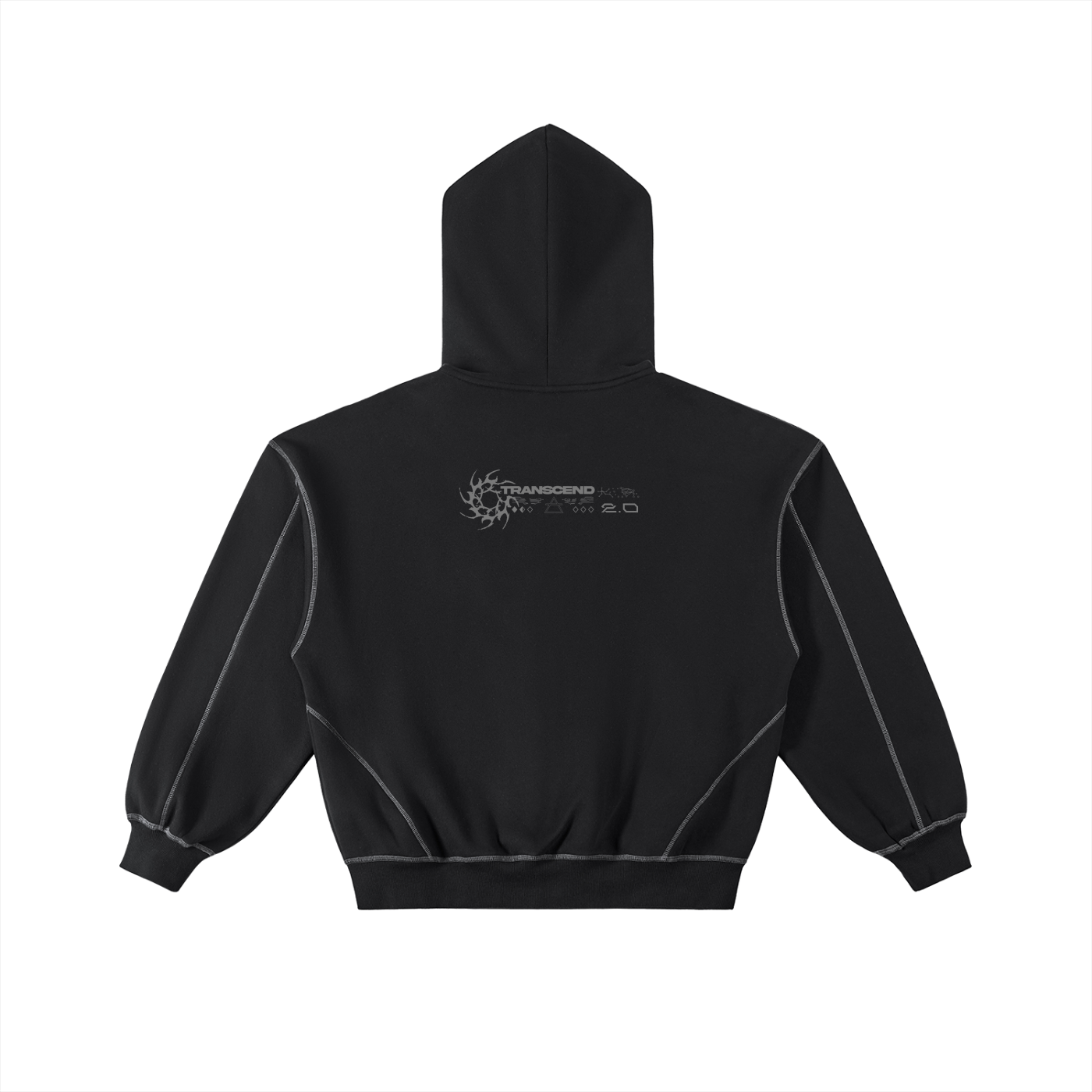 TRIBAL CONTRAST STITCHED_HOODIE [black]