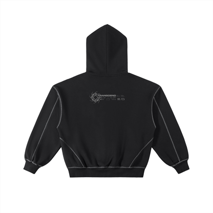 TRIBAL CONTRAST STITCHED_HOODIE [black]