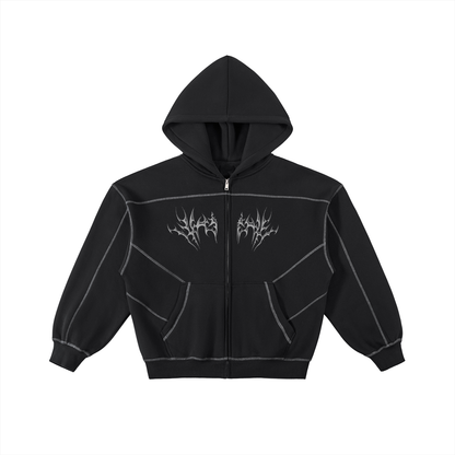 TRIBAL CONTRAST STITCHED_HOODIE [black]