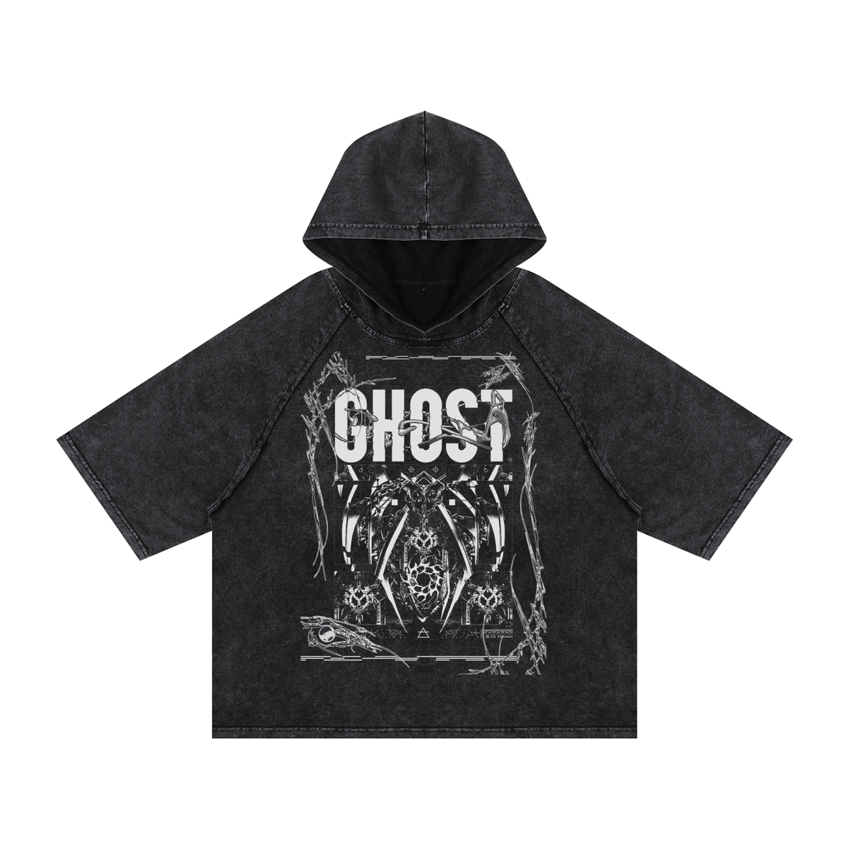 GHOST 3.0 |Snow Washed Hooded Boxy T-Shirt