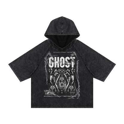 GHOST 3.0 |Snow Washed Hooded Boxy T-Shirt