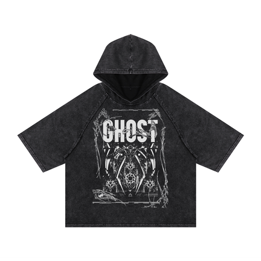 GHOST 3.0 |Snow Washed Hooded Boxy T-Shirt
