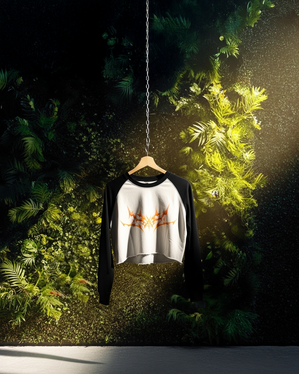 ASH CREST RAW HEM_CROPTOP [black, white + gray]