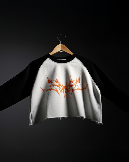 ASH CREST RAW HEM_CROPTOP [black, white + gray]