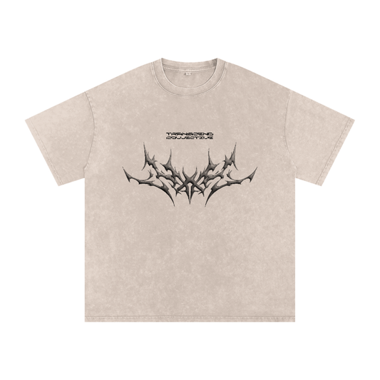 ASH CREST_TEE [gray + tan acid wash]