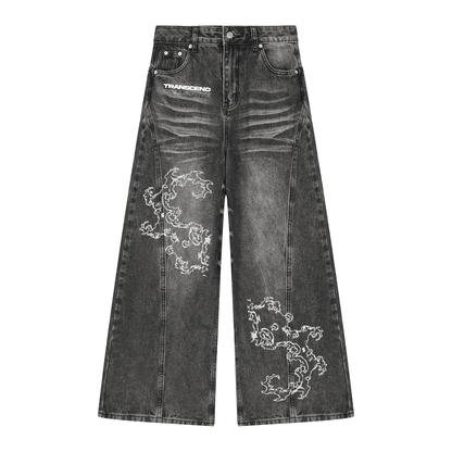 Women’s Vintage Wash Wide Leg Denim Jeans