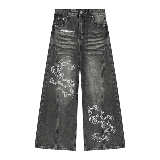 Women’s Vintage Wash Wide Leg Denim Jeans