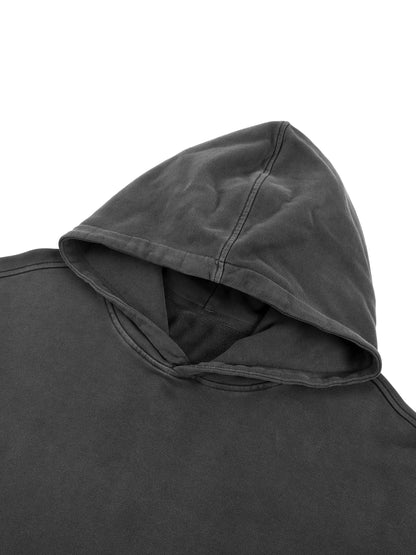 Snow Washed Raw Edge Double Layered Hoodie