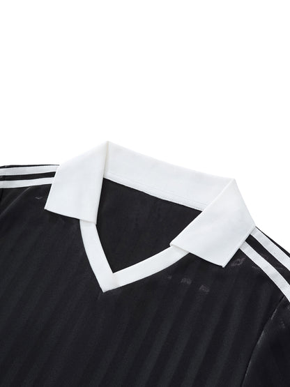 Cyber 3.0 | Contrast Collar Striped Cropped Jersey