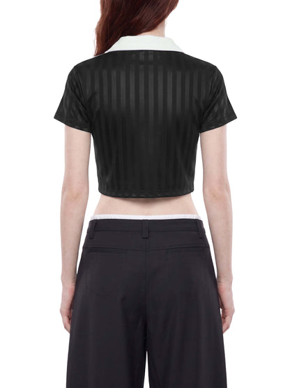 Cyber 3.0 | Contrast Collar Striped Cropped Jersey