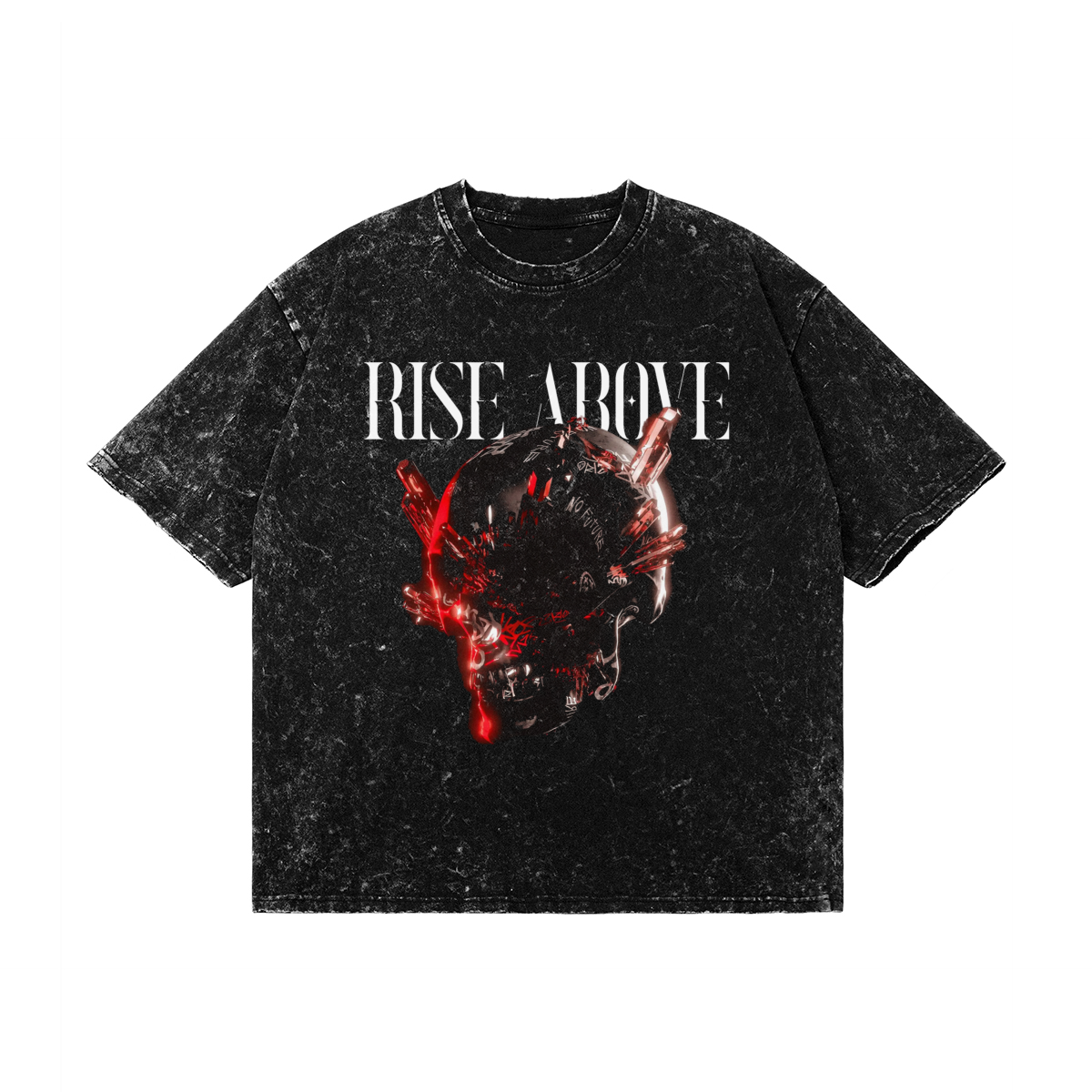 Rise Above Skull | Acid Wash Oversized T-Shirt